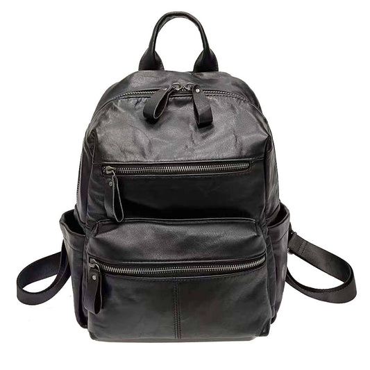 [Full Leather Backpack] Backpack Women's New Versatile Soft Cowhide Backpack Student School Bag Travel Bag Trendy Wholesale