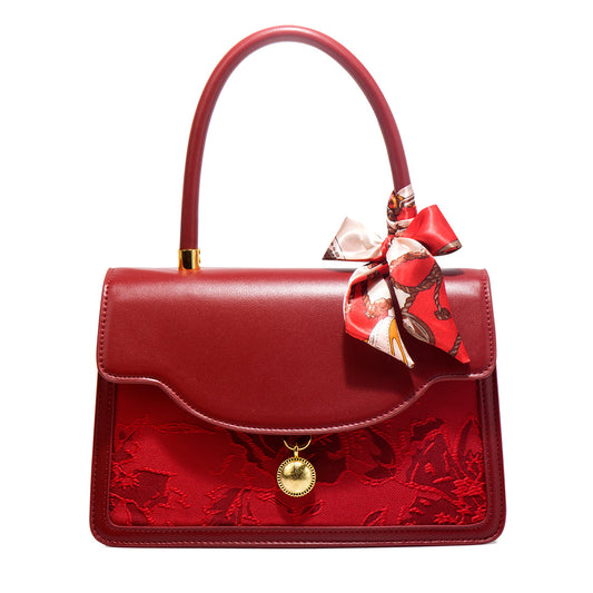 High-end red wedding bag for women 2023 winter new fashion versatile bridal bag handbag crossbody bag