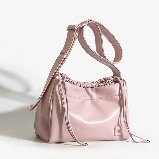 Direct selling women's bag drawstring single shoulder armpit bag women's 2023 new tote bag pleated niche design crossbody soft leather