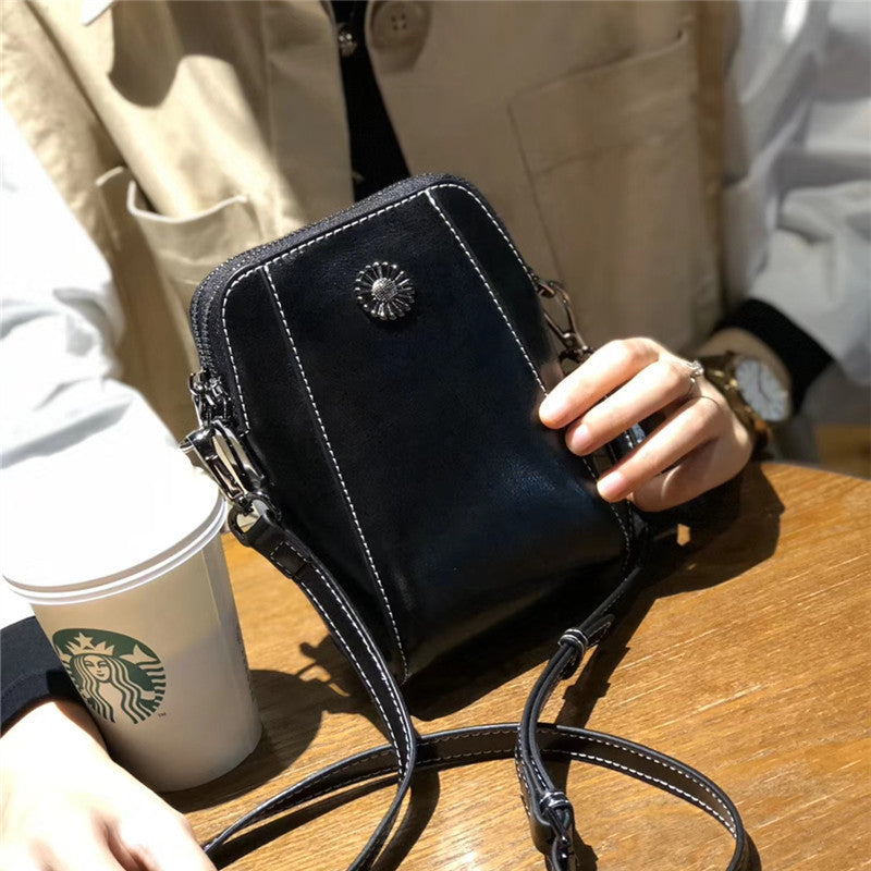 [Processing and customization] Live broadcast cowhide small bag women's fashion single shoulder crossbody bag women's mobile phone bag foreign trade cross-border