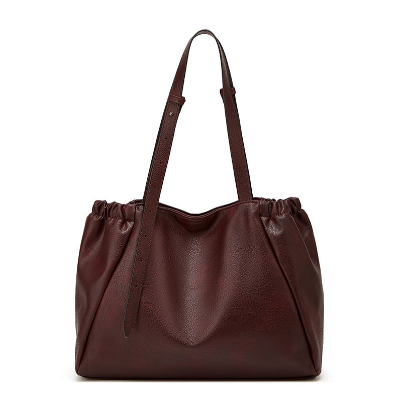 This year’s new large-capacity handbag for women, Korean style, casual tote bag, high-end solid color simple shoulder bag