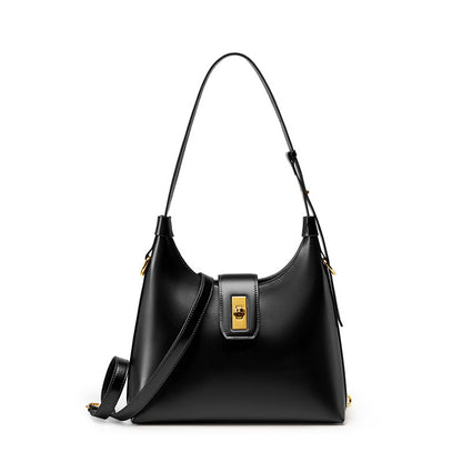 Tote bag 2023 new versatile shoulder bag genuine leather retro baguette bag armpit bag crescent bag