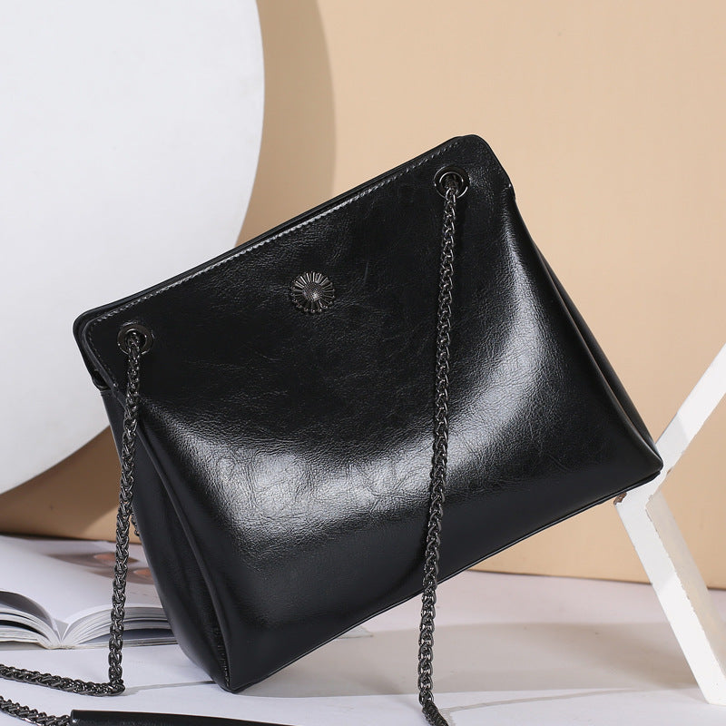 Bags 2023 New Genuine Leather Women's Bags Shoulder Bags Fashion Crossbody Bags First Layer Cow Leather Bags Women's Trendy Chain Bags