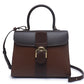 New genuine leather shoulder crossbody handbag fashionable cowhide versatile contrasting color saddle bag