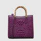 2023 New Foreign Trade Bags Women’s Genuine Leather Crocodile Bone Pattern Tote Bag Bamboo Handbag European and American Trend Crossbody Bag