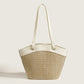 2023 New Women's Bag Casual Beach Vacation Straw Bag Color Matching Portable Mother-to-Door Bag Simple Vegetable Basket Shoulder Bag