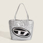 Silver jingle bag tote bag women's bag high-end texture niche handbag solid color armpit bag versatile vegetable basket bag