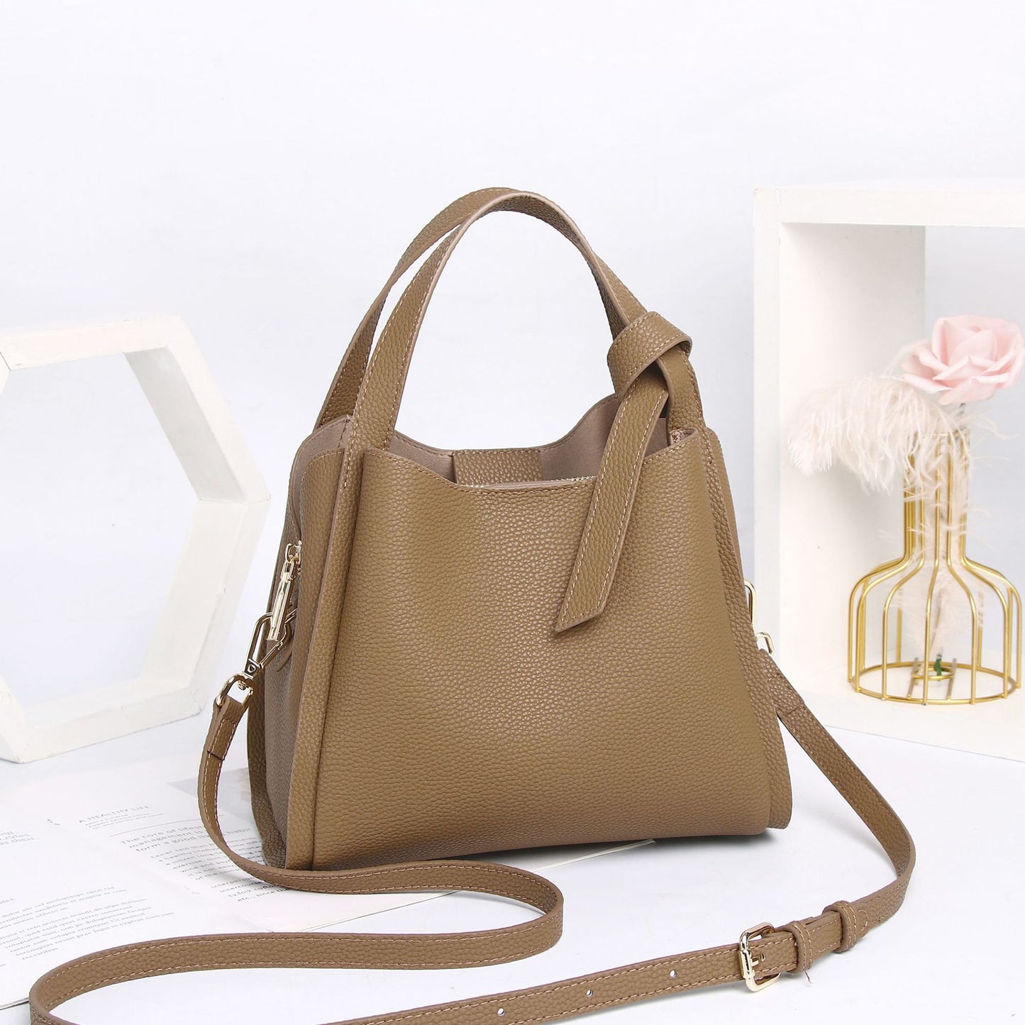 Genuine leather women's bag, original design handbag, hot style bucket bag, versatile shoulder crossbody bag, work commuter bag