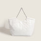 2023 new summer style soft large-capacity chain tote bag commuter rhombus embroidered denim large bag trendy