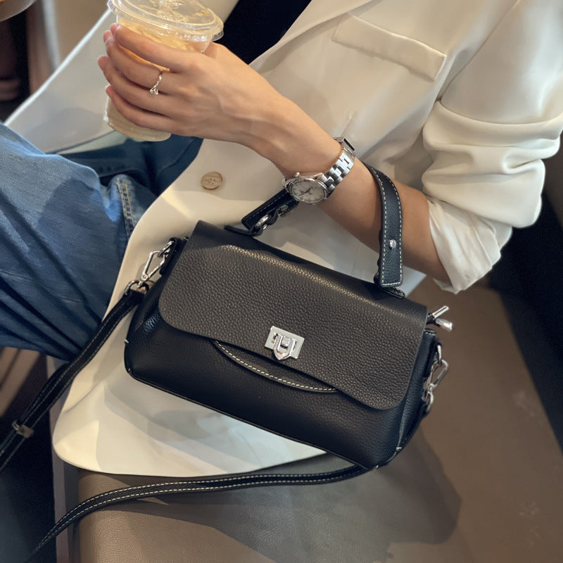 Foreign trade genuine leather women's bag 2023 new summer fashion women's handbag cowhide simple shoulder crossbody bag for women