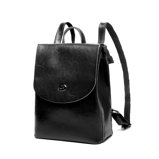 Backpack Women 2022 New Wholesale Genuine Leather Bag Simple Fashion Oil Waxed Cowhide Multi-Function Backpack Bag