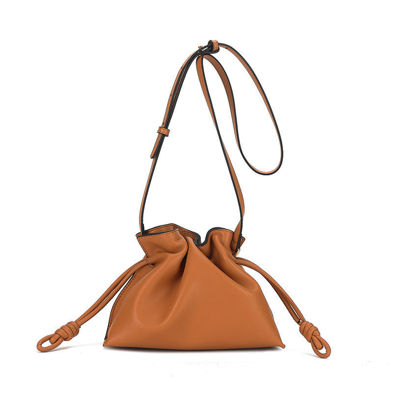 Genuine leather women's bag summer new niche design cloud pleated bag high-end casual fashion soft cowhide crossbody bag