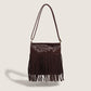 Retro fashion large-capacity crossbody tote bag European and American style tassel shoulder women's bag solid color texture atmospheric handbag