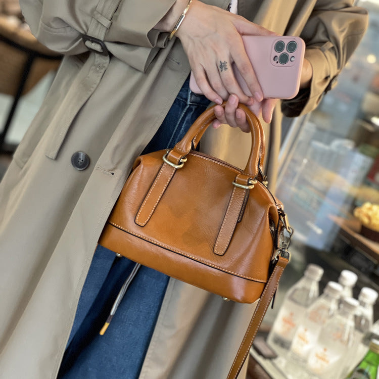 Plant-glued cowhide large bag for women 2023 new style handbag single shoulder cross-body bag for women high-end genuine leather bag