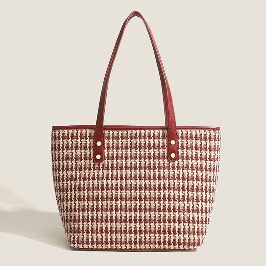 High-end houndstooth tote bag for women 2023 new large-capacity bridal bag portable wedding bag shoulder niche