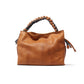 New hand-woven hand-held handbag, light retro, rub-colored dumpling bag, oil-waxed portable large-capacity cowhide women's bag