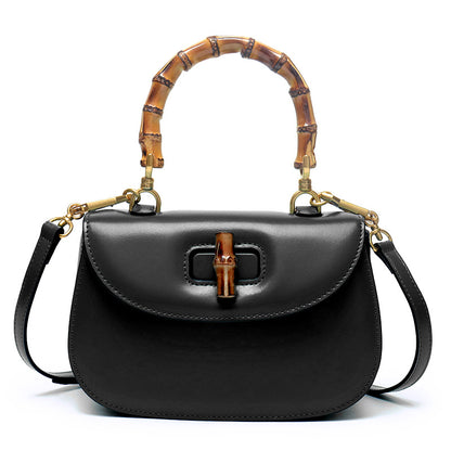 New genuine leather retro fashion cowhide high-end crossbody bag bamboo bag handbag saddle bag