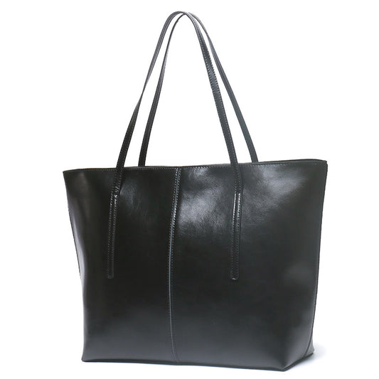 Oil-waxed cowhide large bag commuter women's bag genuine leather versatile handbag large-capacity shoulder bag women's tote bag