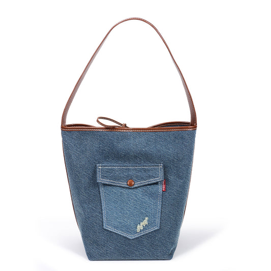 Denim canvas bag for women 2023 popular new trendy fashion casual simple retro niche portable shoulder bag