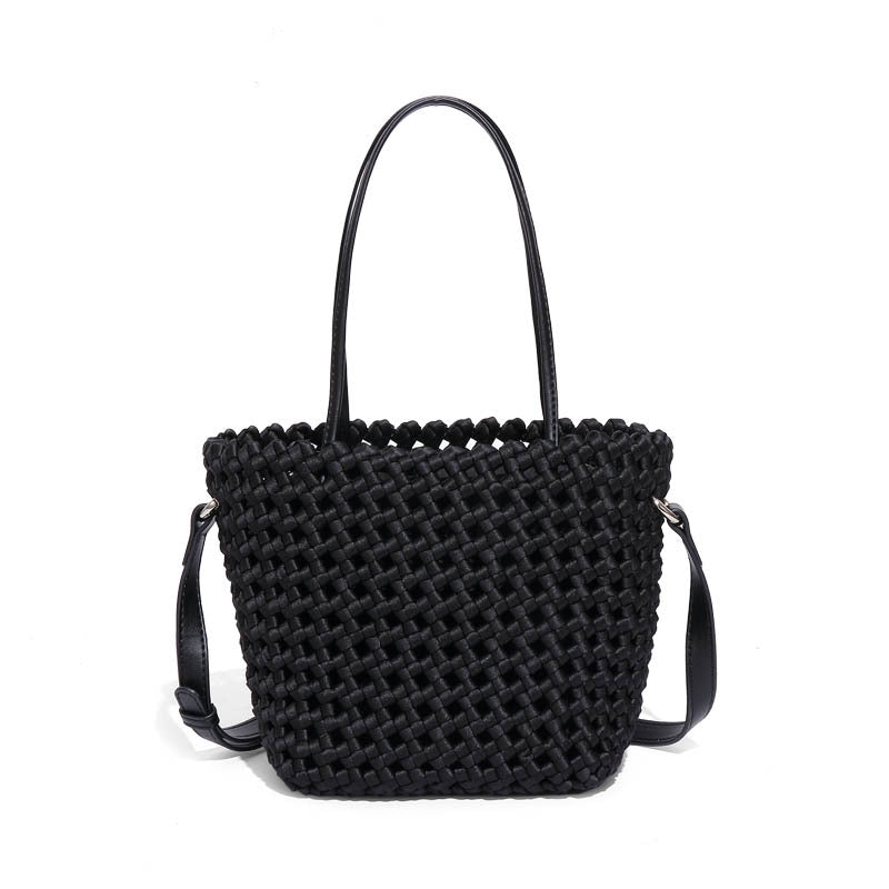 Factory wholesale vegetable basket bucket bag windmill knot hand-woven bag simple large-capacity mother-in-law single shoulder crossbody bag