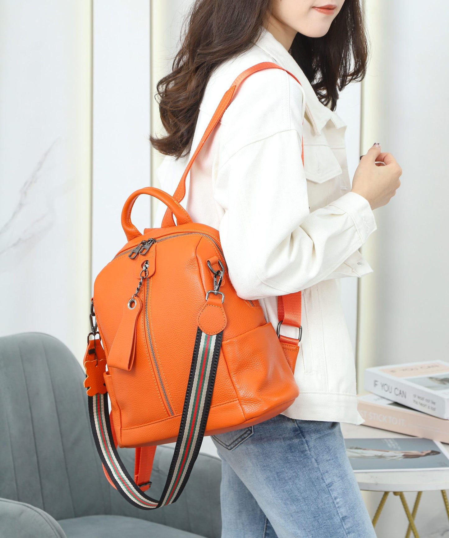 Backpack for women 2020 new Korean style fashion versatile cowhide bag casual personality soft leather anti-theft backpack trendy