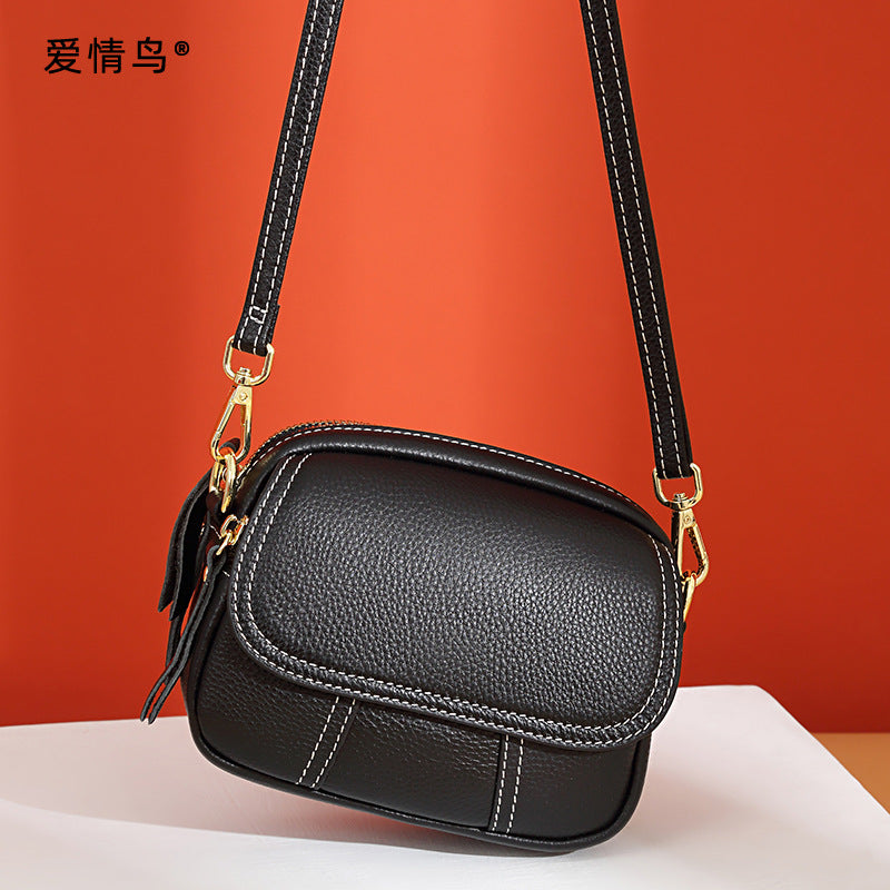 Bags for women 2023 new fashion trend versatile first-layer cowhide small square bag large capacity single shoulder cross-body bag