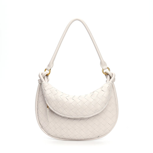 2023 new woven bag crescent bag niche soft leather armpit bag temperament versatile single shoulder crossbody bag women