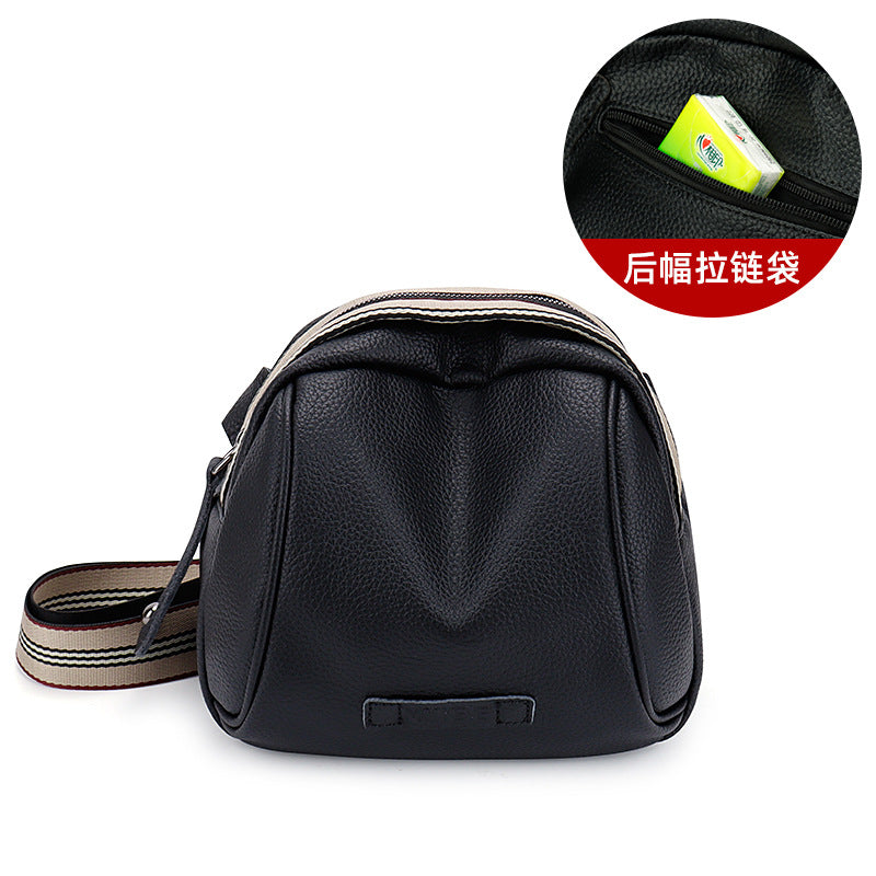 2022 New Trendy Genuine Leather Fashion Crossbody Bag Female Internet Celebrity Large Capacity Soft Leather Casual Shell Bag One-piece Dropshipping