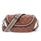 New Trendy Saddle Bag First Layer Textured Cowhide Women's Bag Wide Shoulder Strap Embroidered Genuine Leather Women's Casual Single Room Diagonal Crossbody Bag