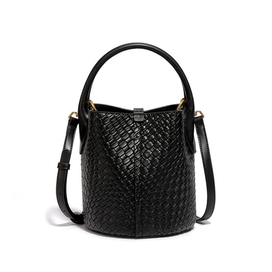 Factory customized logo bucket bag, simple embossed handbag for women, high-end, temperament and versatile shoulder crossbody bag