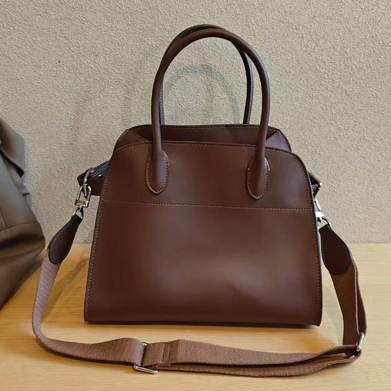 Cowhide retro bag new large-capacity tote bag genuine leather versatile commuter shoulder handbag women's Boston bag