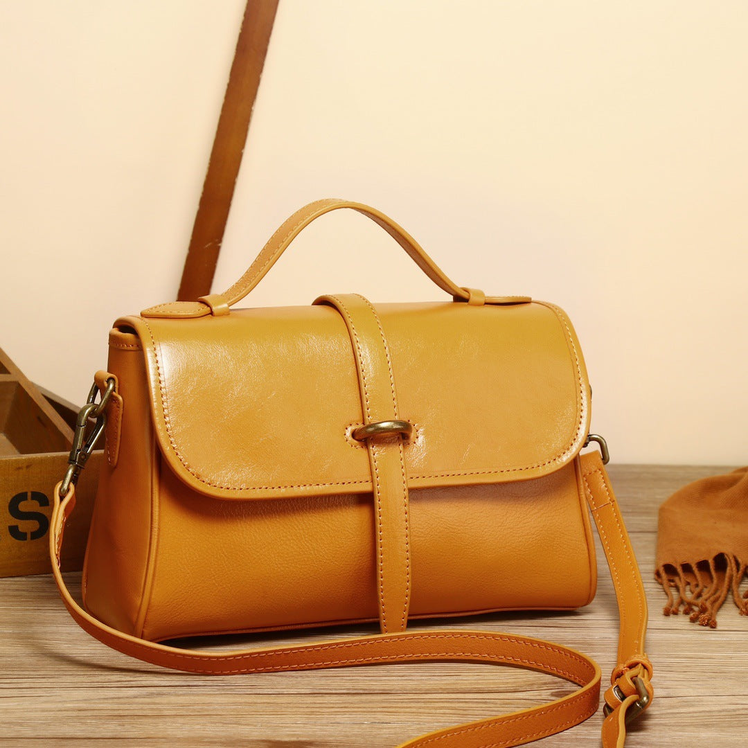 Bag 2022 Genuine vegetable tanned cowhide new high-end simple fashion temperament women's bag hand-held shoulder crossbody postman