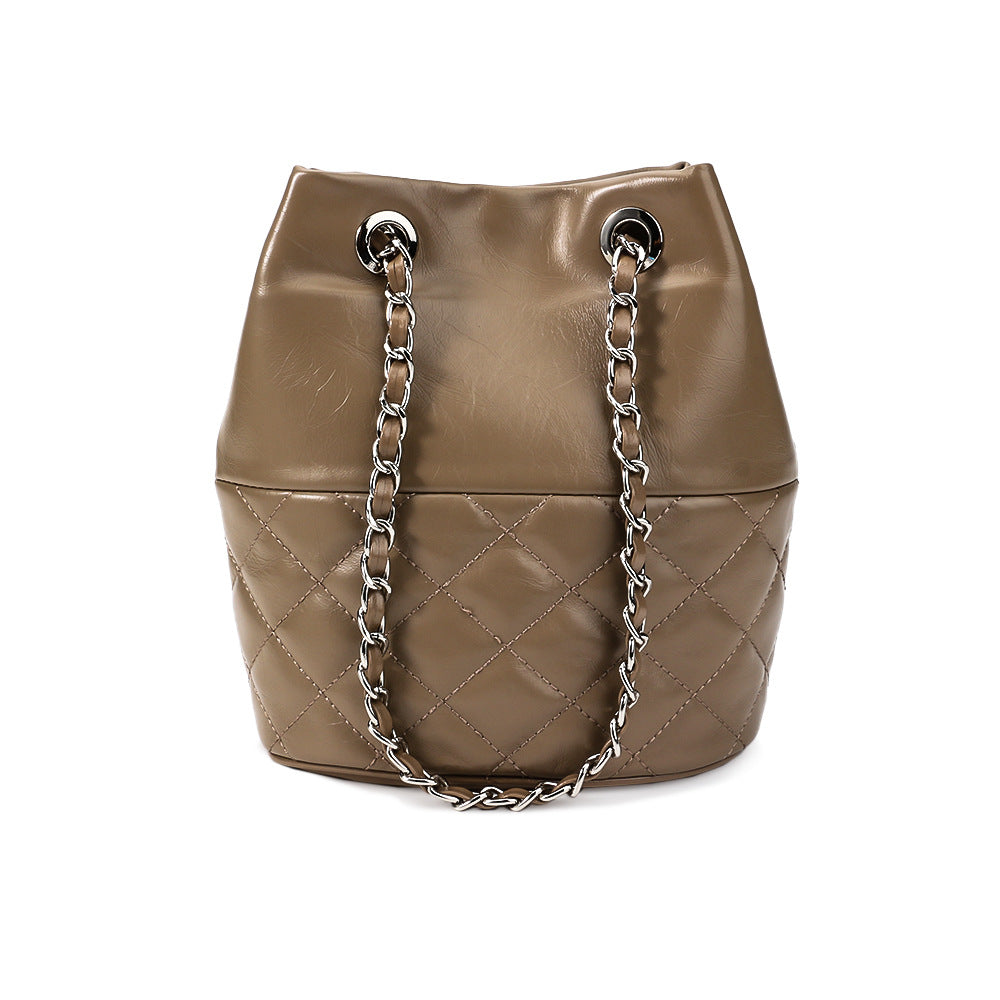 Xiaoxiangfeng rhombus chain bag new casual and versatile armpit bag summer genuine leather design niche crossbody bag for women