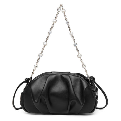 Pleated small bag 2023 winter new cloud underarm bag chain crossbody bag niche light luxury one-shoulder dumpling bag