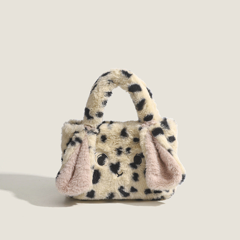 In stock autumn and winter new cross-body bag plush, cute, sweet and fashionable, versatile leopard print cosmetic bag handbag for women