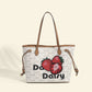 Women's new bag, commuter temperament, letter large capacity tote bag, strawberry beading, fashionable and personalized large bag