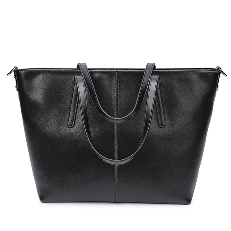 Cross-border foreign trade economic hot style genuine leather women's large bag large capacity pearlescent cowhide women's simple Korean version tote large bag