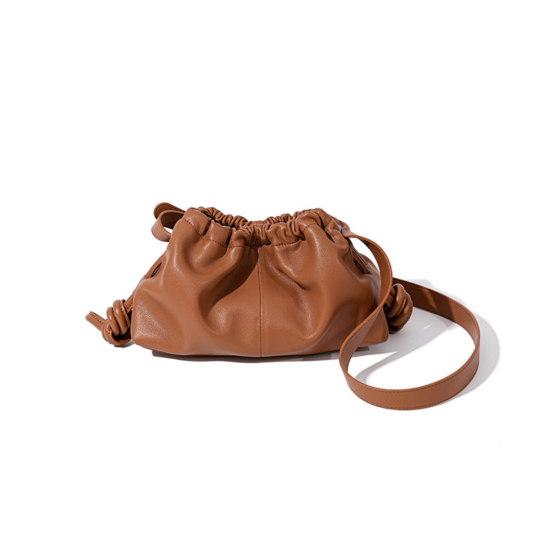 Genuine leather bag 2023 early autumn new Korean simple temperament cloud bag pleated bag high-end one-shoulder crossbody bag