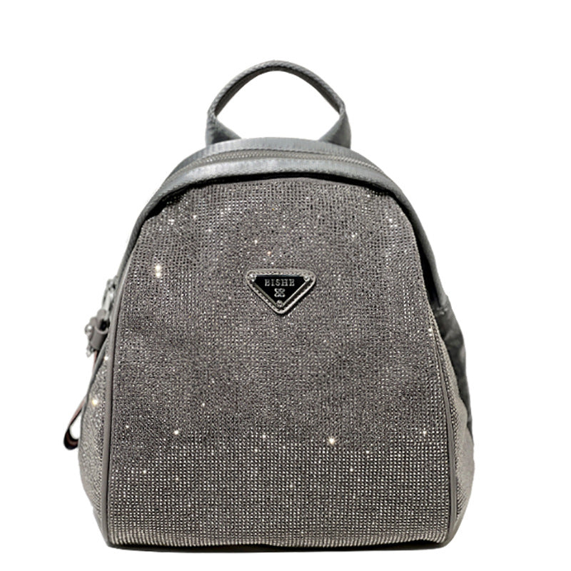 Backpack Diamond Backpack Women 2023 New Multifunctional Versatile Small Backpack Fashionable College Student School Bag