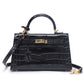 2022 new crocodile pattern patent leather mini mini Kelly second generation shoulder crossbody portable genuine leather cowhide women's bag