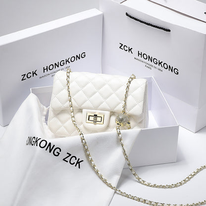 Hong Kong purchasing women's bag 2023 new style small fragrant rhombus chain bag shoulder crossbody bag golden ball bag