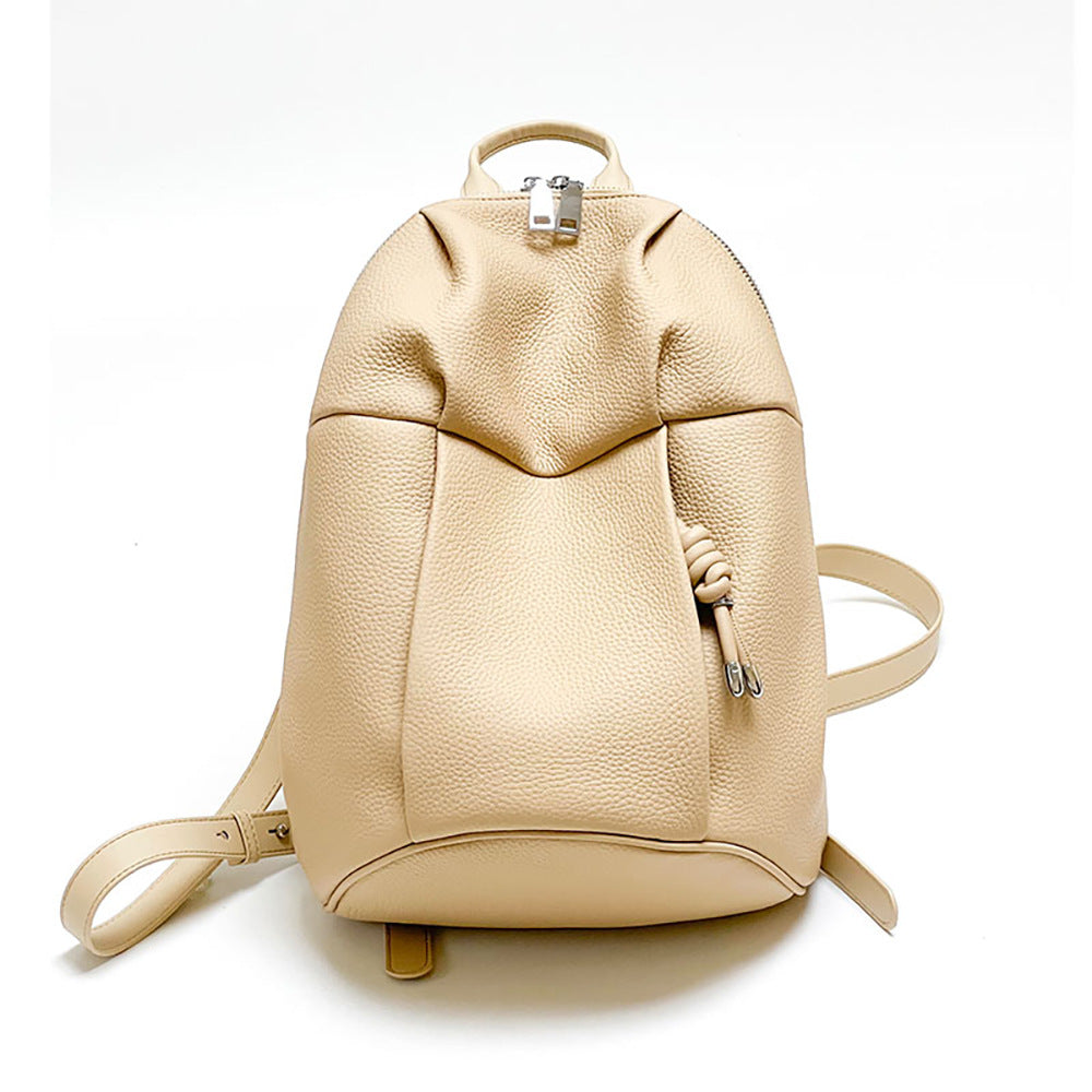 Backpack new spring and summer style Korean simple style women's backpack large capacity ins style travel genuine leather women's bag