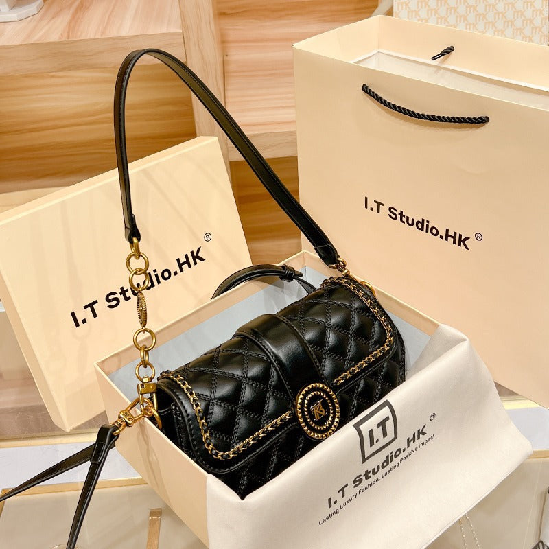 Hong Kong Casual Simple Underarm Bag for Women 2023 New Trendy Bag Diamond Bag Niche Shoulder Crossbody Bag