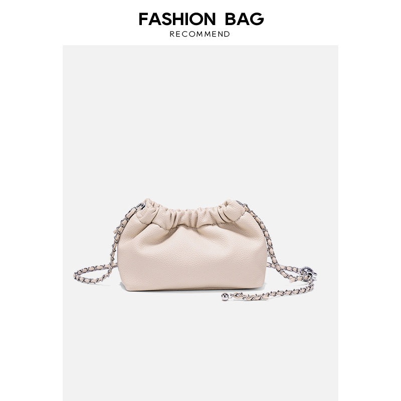 Soft leather 2023 new summer chain cloud bag pleated soft leather women's bag fashionable and versatile one-shoulder crossbody bag small bag