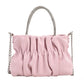 Small clear pink handbag crossbody bag for women 2023 summer new fashion versatile pleated cloud chain bag